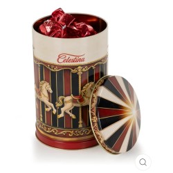 Lata carrossel Musical com bombons de chocolate