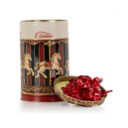 Lata carrossel Musical com bombons de chocolate