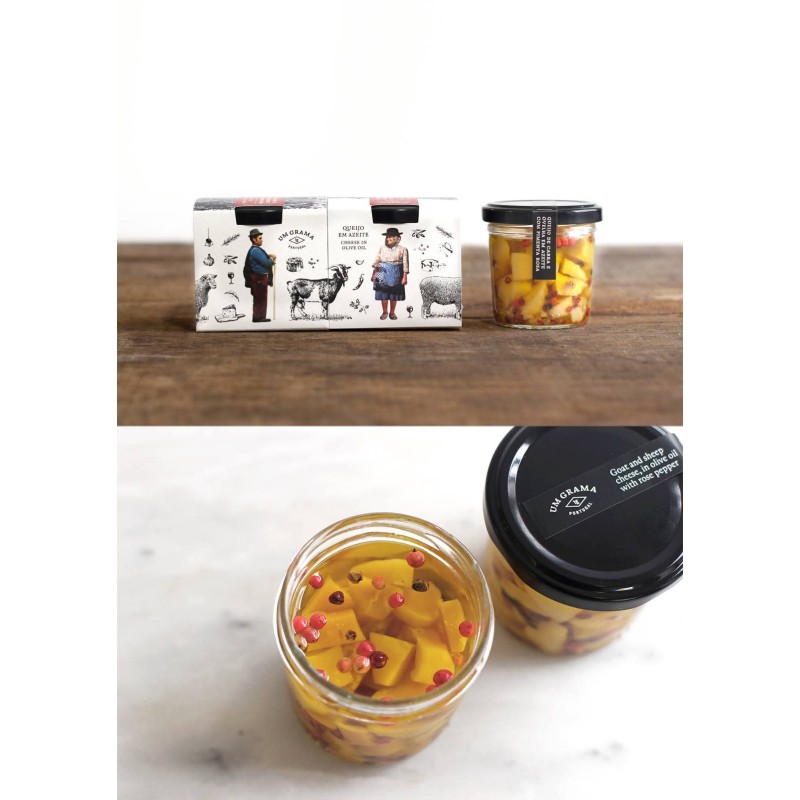 Queijo de cabra e ovelha em azeite c/ pimenta rosa